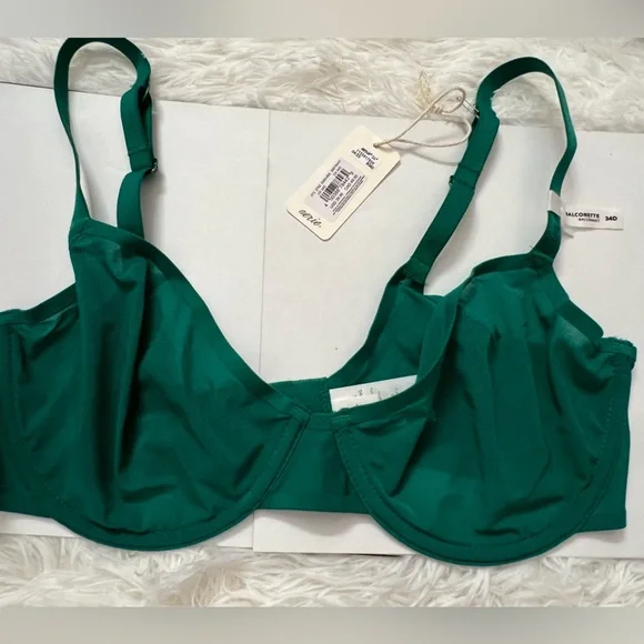 NWT SET OF 3 AERIE SMOOTHEZ UNDERWIRE Bra size 34D PINK BROWN GREEN